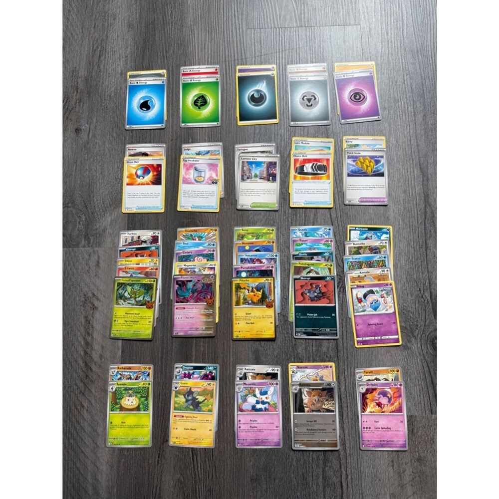 55 Pokémon Lot Assorted Stage 1 Basic Items Trainers Energy Cards